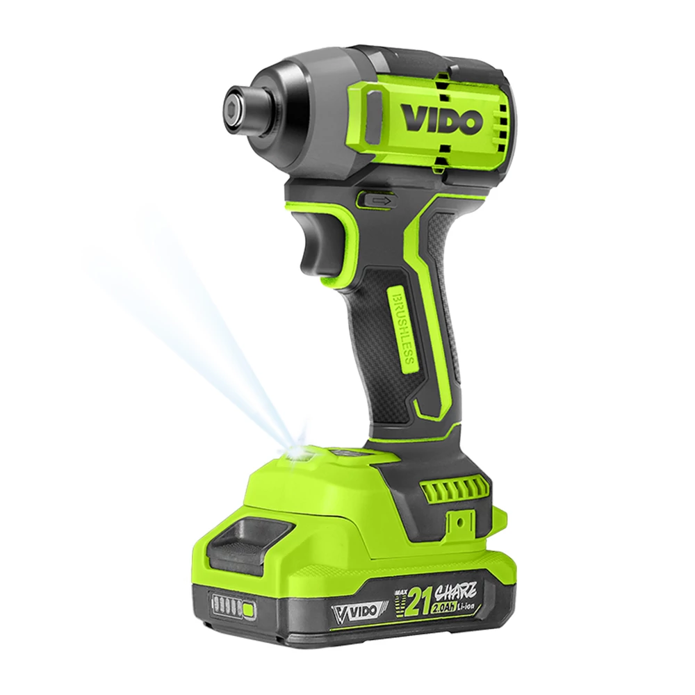 WD040410210 VIDO akkumulátoros, szénkefe nélküli ütvecsavarozó 21V, 1100/3800 RPM, 1400/4400 RPM, 2 db akkumlátor + 1 db töltő